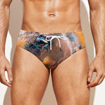 Dark Blue Horse Painting Print Men's Swim Briefs