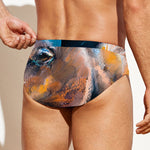 Dark Blue Horse Painting Print Men's Swim Briefs
