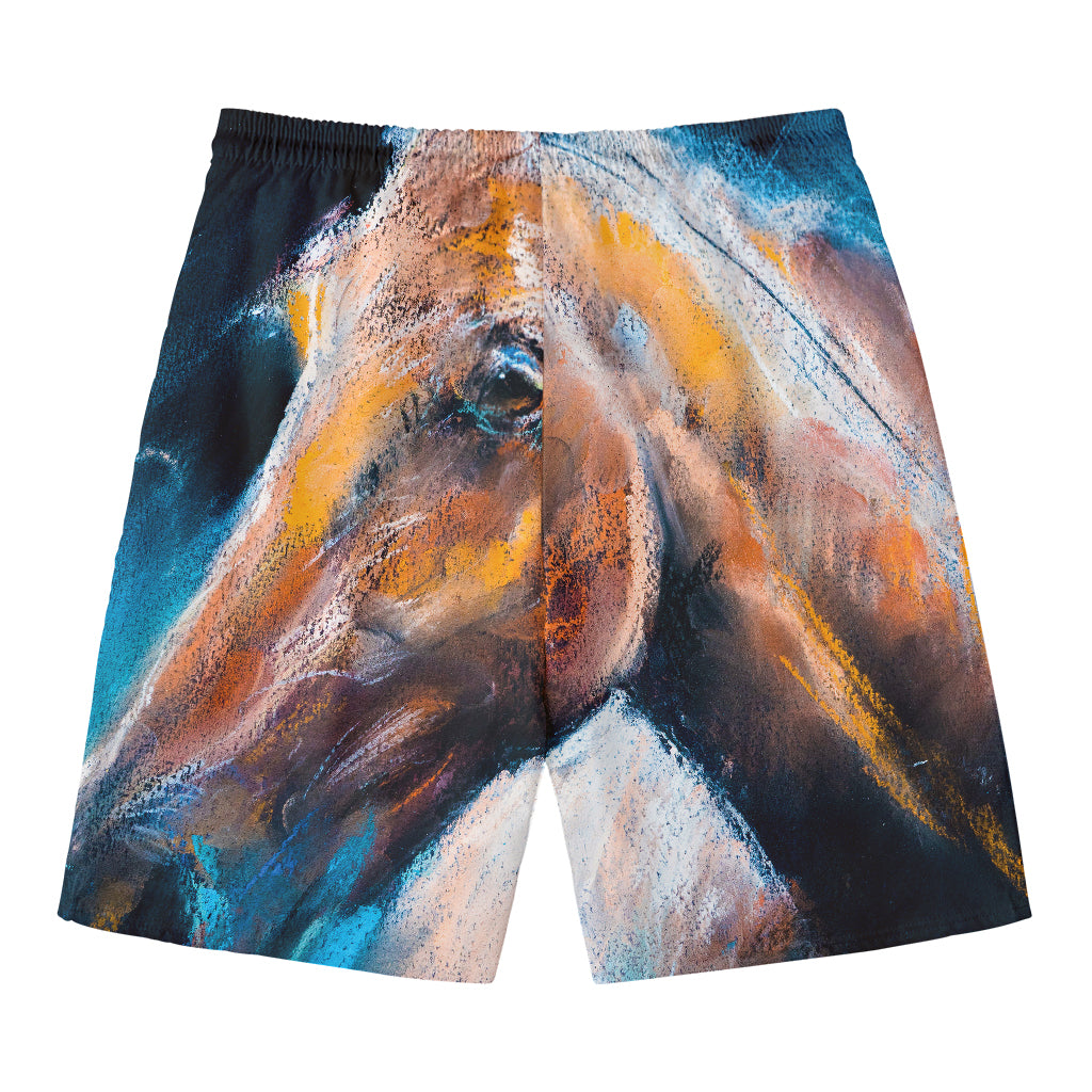 Dark Blue Horse Painting Print Men's Swim Trunks