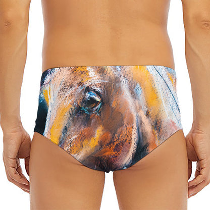 Dark Blue Horse Painting Print Men's Triangle Swim Briefs