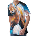 Dark Blue Horse Painting Print Men's Velvet T-Shirt