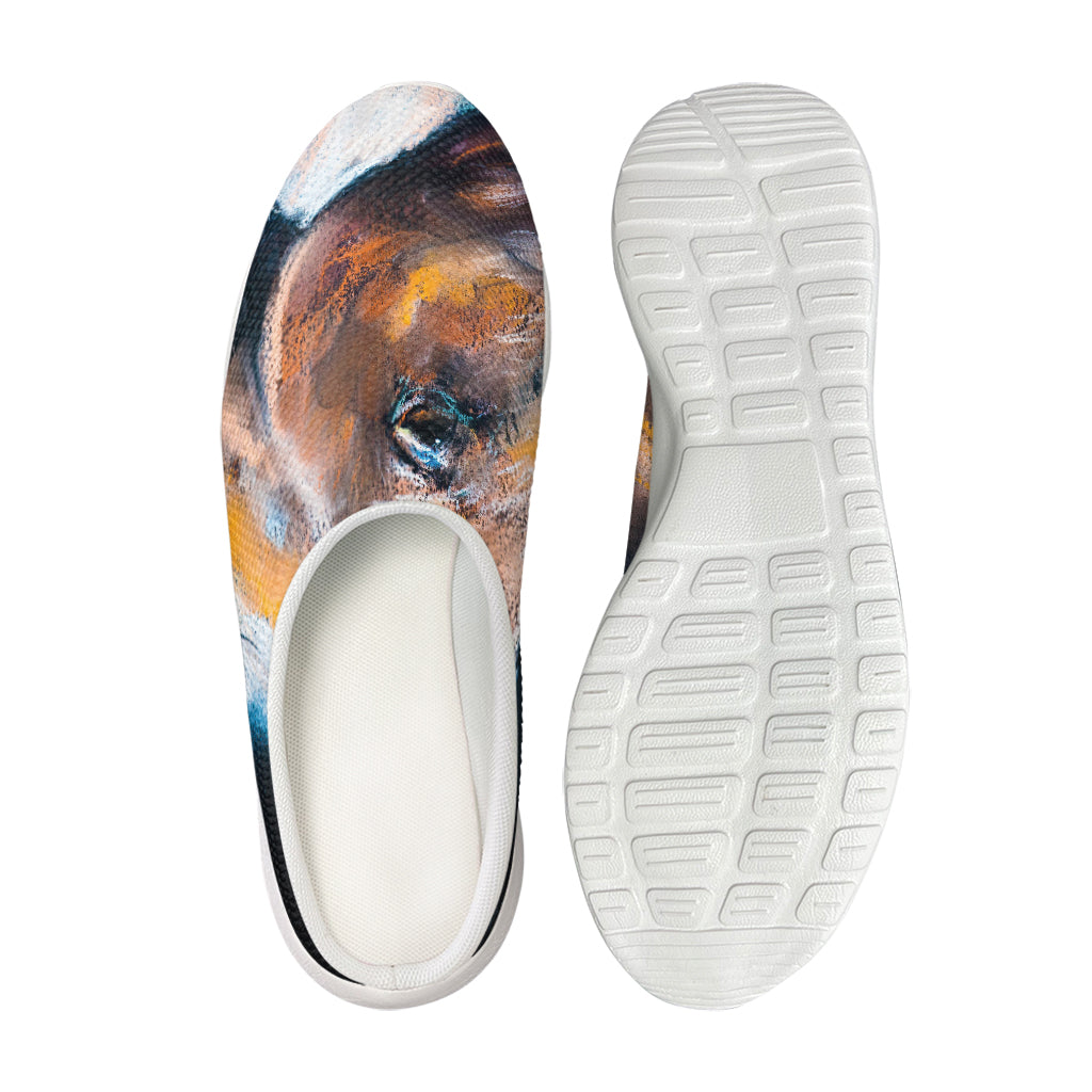 Dark Blue Horse Painting Print Mesh Casual Shoes