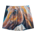 Dark Blue Horse Painting Print Mesh Shorts
