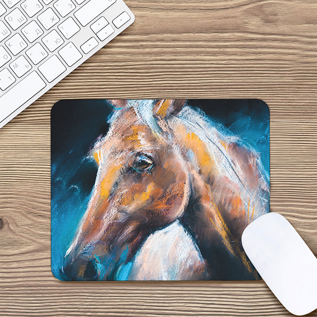 Dark Blue Horse Painting Print Mouse Pad