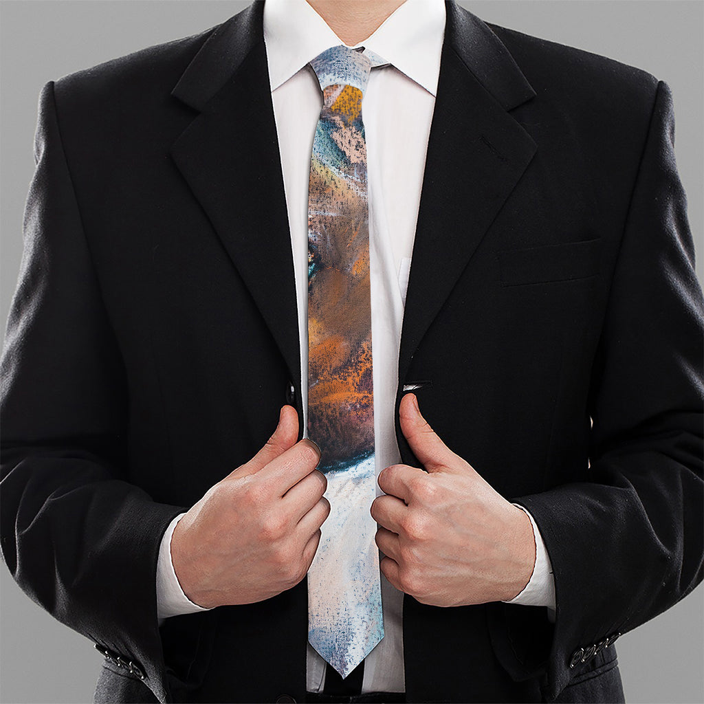 Dark Blue Horse Painting Print Necktie