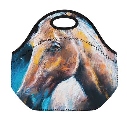 Dark Blue Horse Painting Print Neoprene Lunch Bag