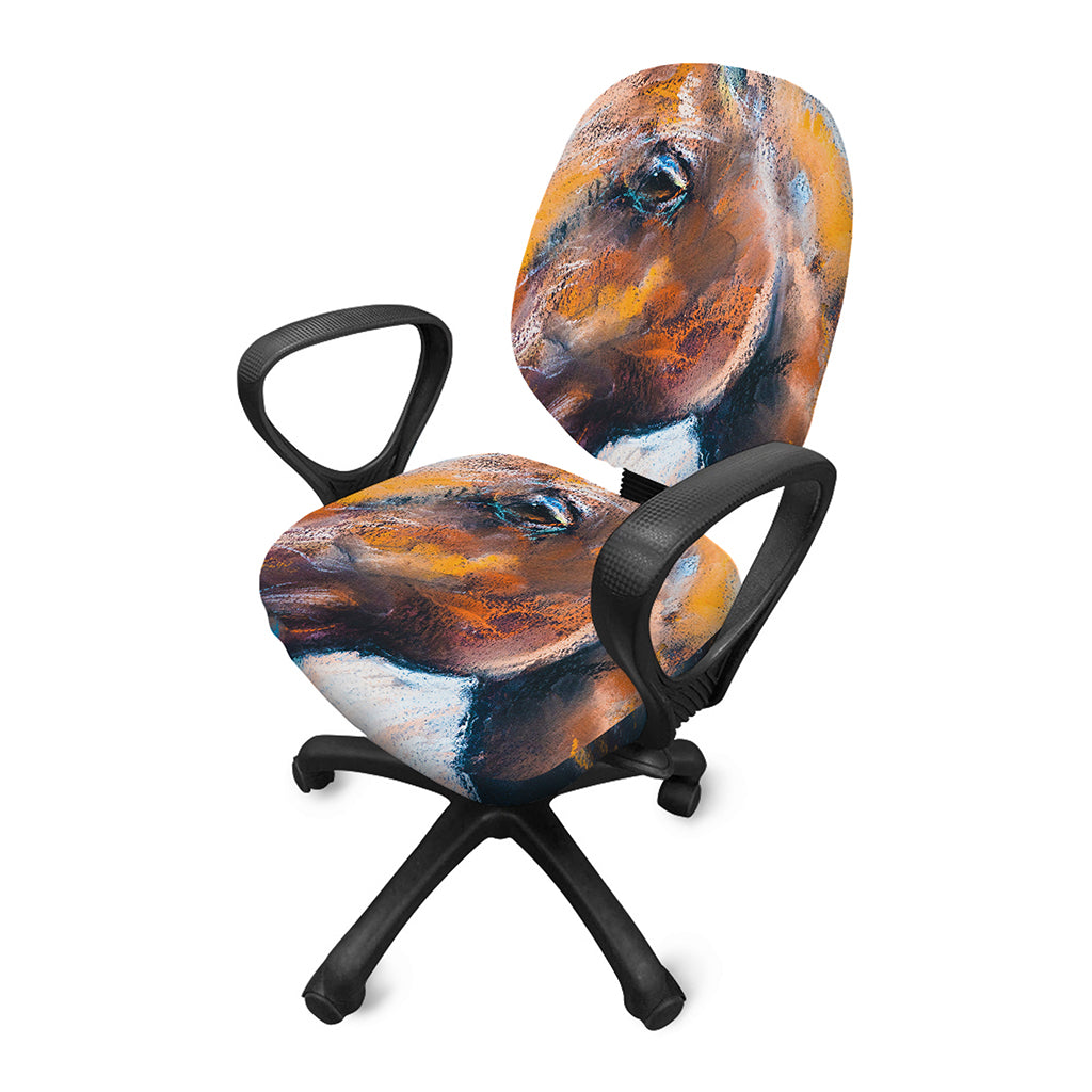 Dark Blue Horse Painting Print Office Chair Cover