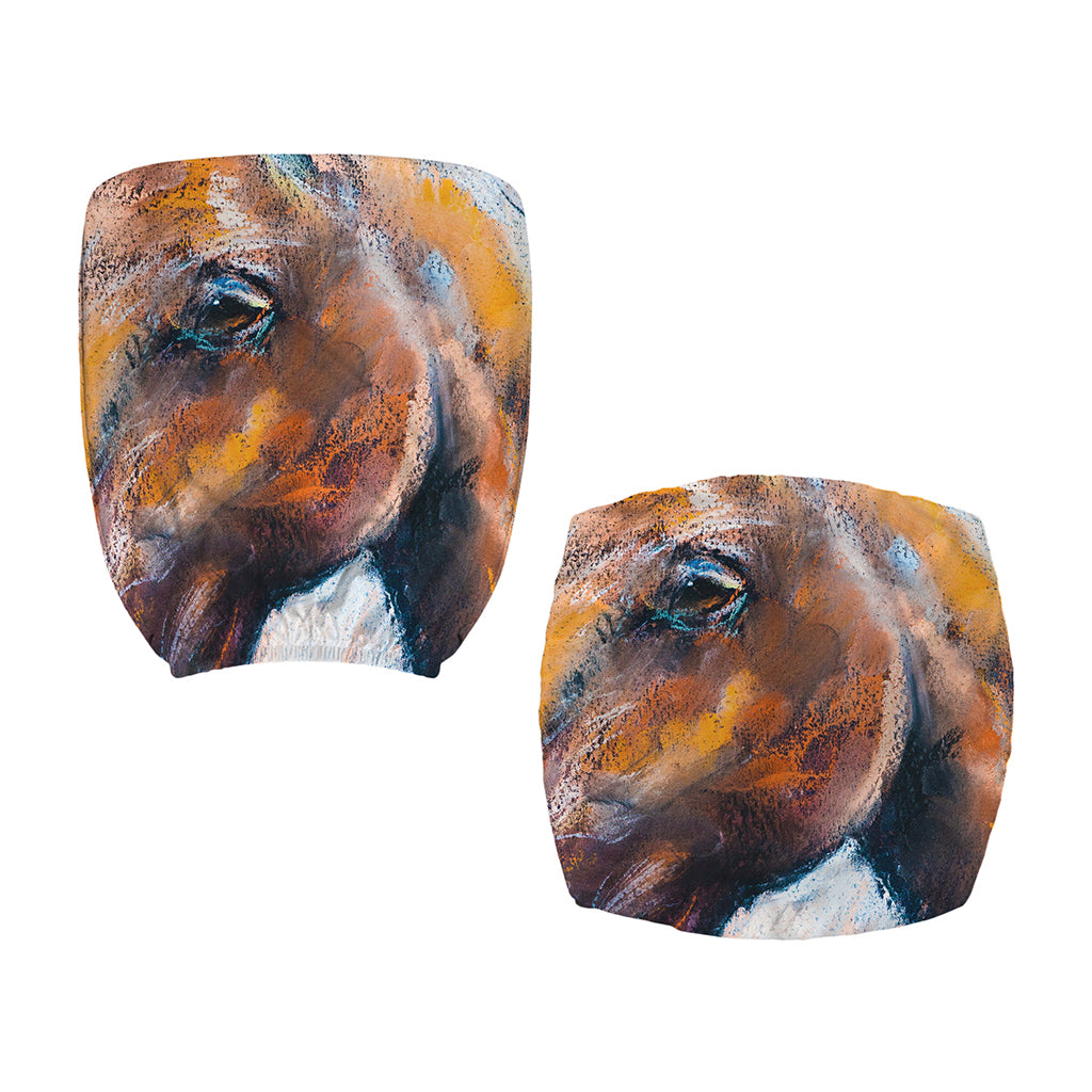 Dark Blue Horse Painting Print Office Chair Cover