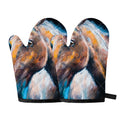 Dark Blue Horse Painting Print Oven Mitts