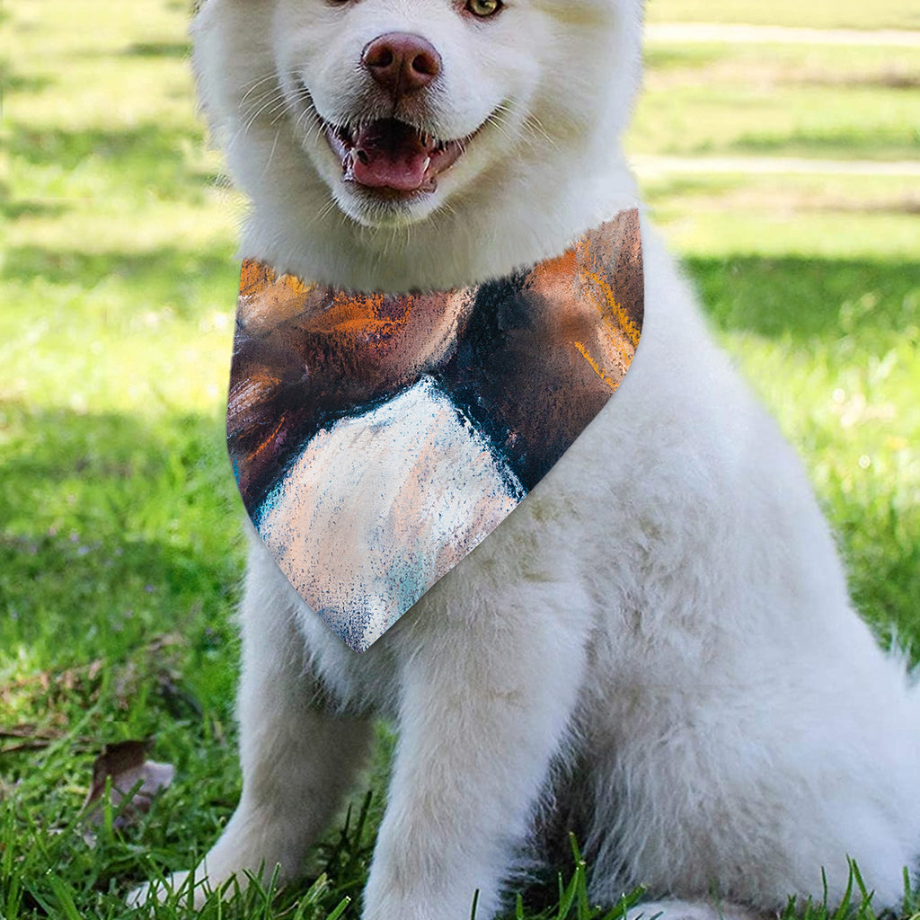 Dark Blue Horse Painting Print Over The Collar Dog Bandana