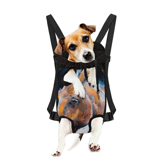 Dark Blue Horse Painting Print Pet Carrier Backpack
