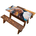 Dark Blue Horse Painting Print Picnic Table Cover