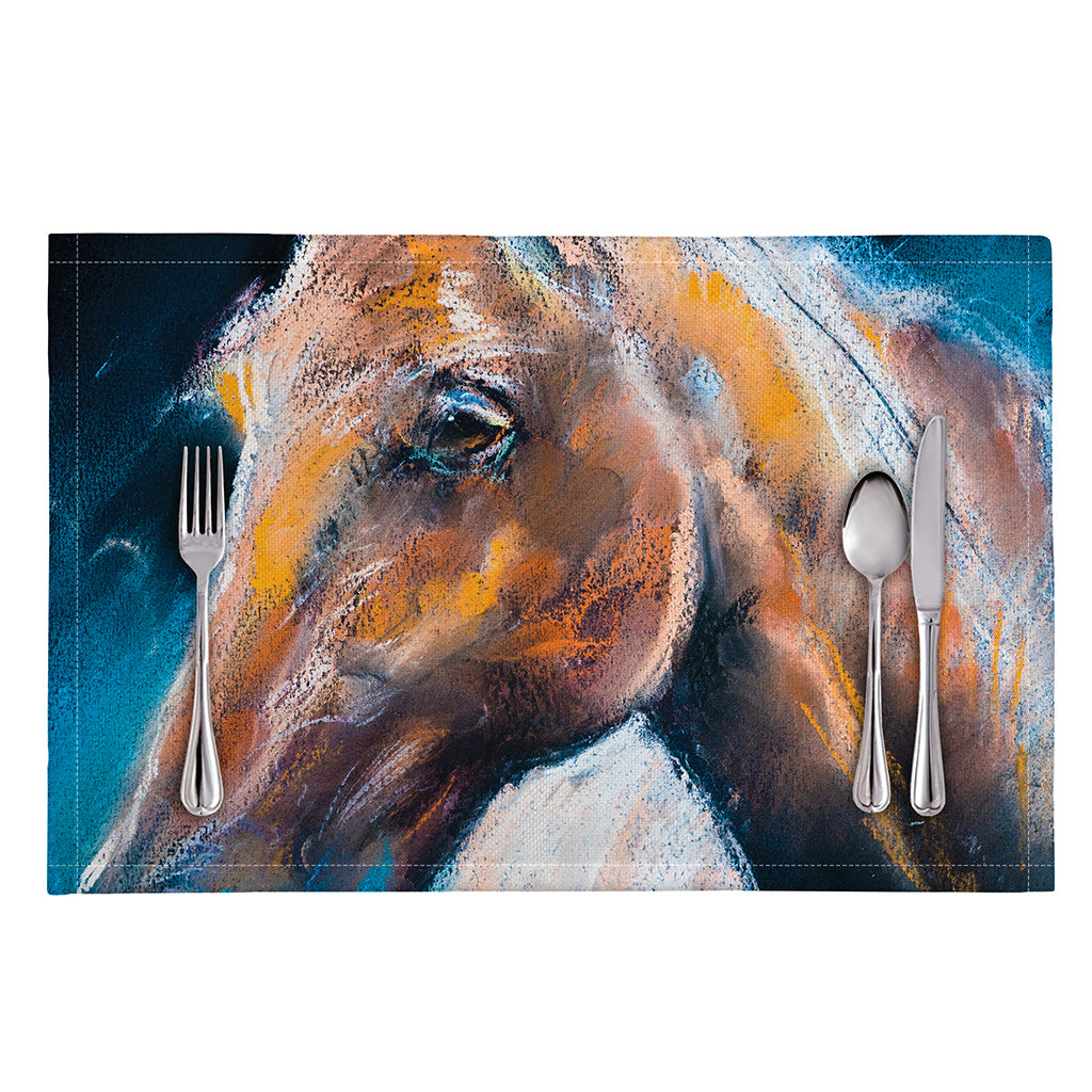Dark Blue Horse Painting Print Placemat