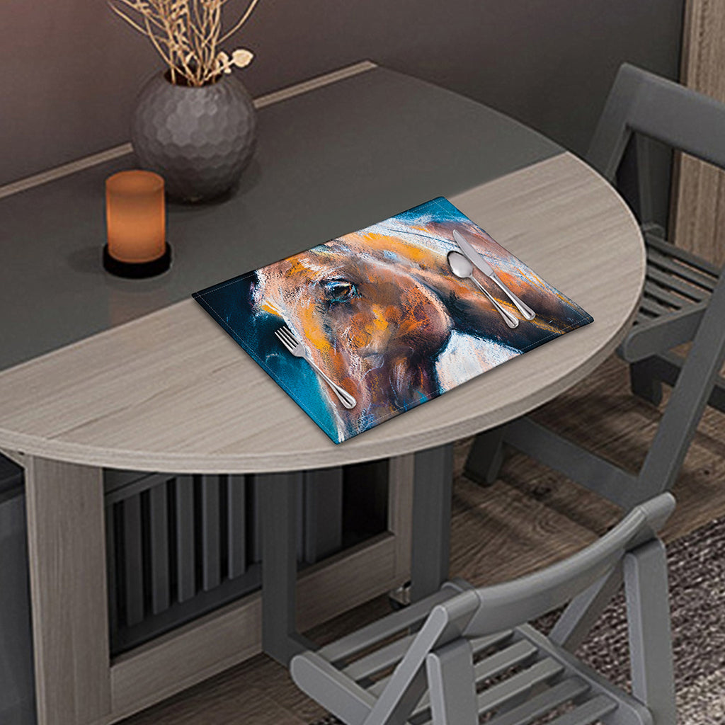 Dark Blue Horse Painting Print Placemat