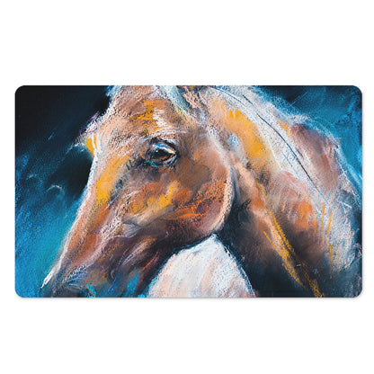 Dark Blue Horse Painting Print Polyester Doormat