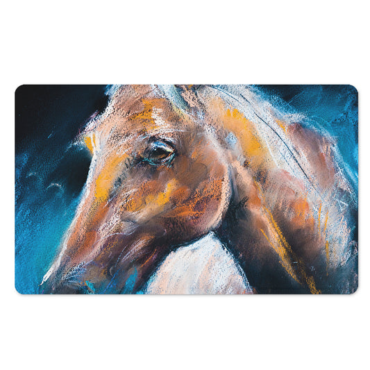 Dark Blue Horse Painting Print Polyester Doormat