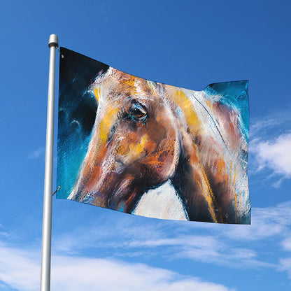 Dark Blue Horse Painting Print Polyester Flag