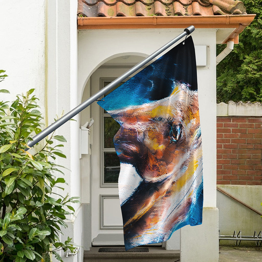 Dark Blue Horse Painting Print Polyester Flag