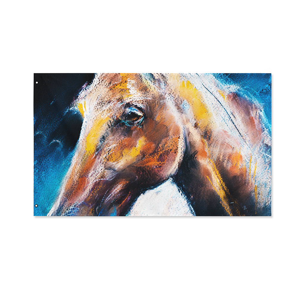 Dark Blue Horse Painting Print Polyester Flag