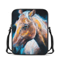 Dark Blue Horse Painting Print Rectangular Crossbody Bag