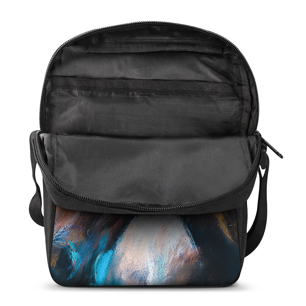 Dark Blue Horse Painting Print Rectangular Crossbody Bag