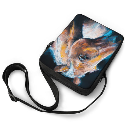 Dark Blue Horse Painting Print Rectangular Crossbody Bag