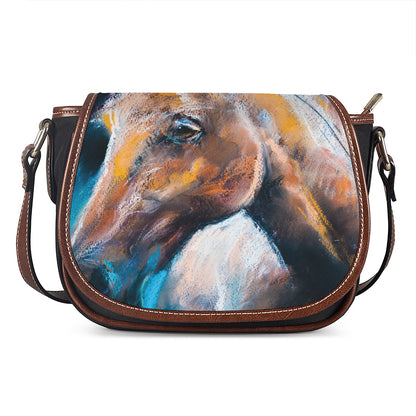 Dark Blue Horse Painting Print Saddle Bag