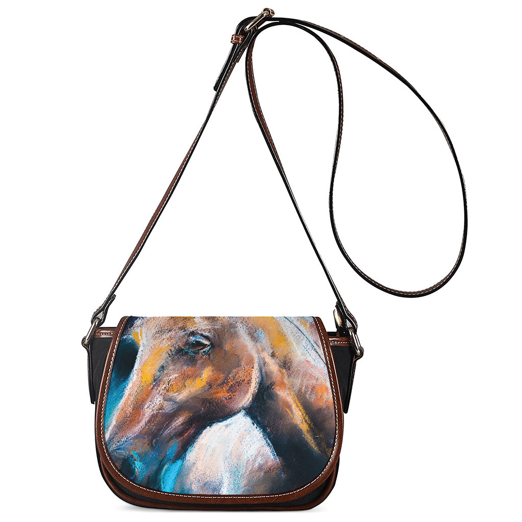 Dark Blue Horse Painting Print Saddle Bag