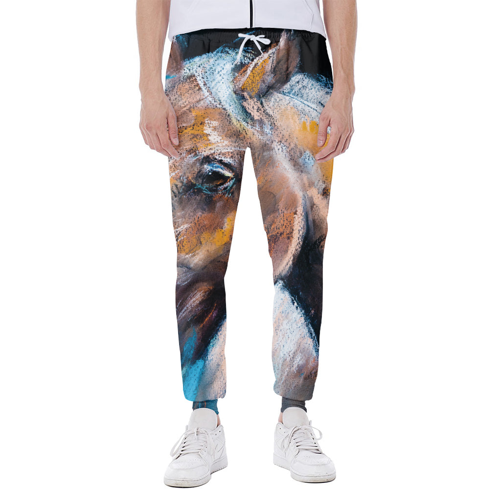 Dark Blue Horse Painting Print Scuba Joggers