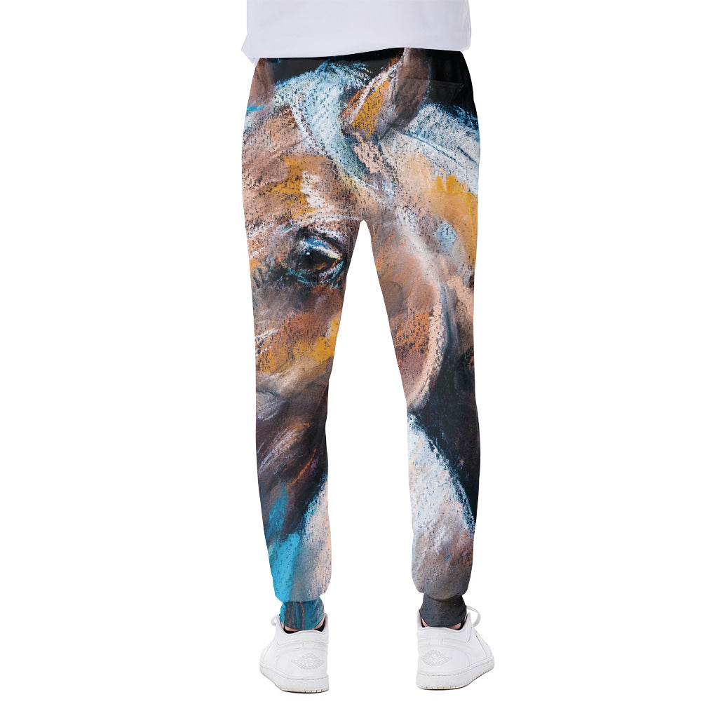 Dark Blue Horse Painting Print Scuba Joggers