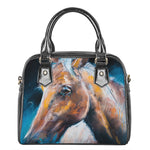 Dark Blue Horse Painting Print Shoulder Handbag