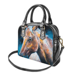 Dark Blue Horse Painting Print Shoulder Handbag