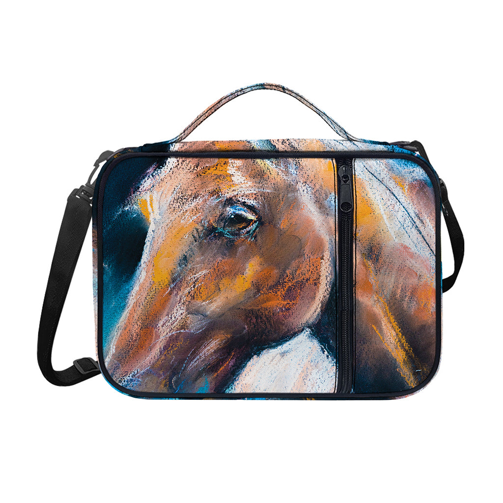 Dark Blue Horse Painting Print Shoulder Strap Bible Bag