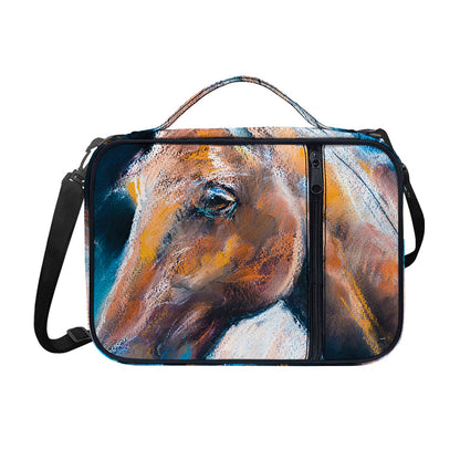 Dark Blue Horse Painting Print Shoulder Strap Bible Bag