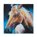 Dark Blue Horse Painting Print Silk Bandana