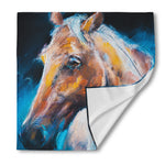 Dark Blue Horse Painting Print Silk Bandana