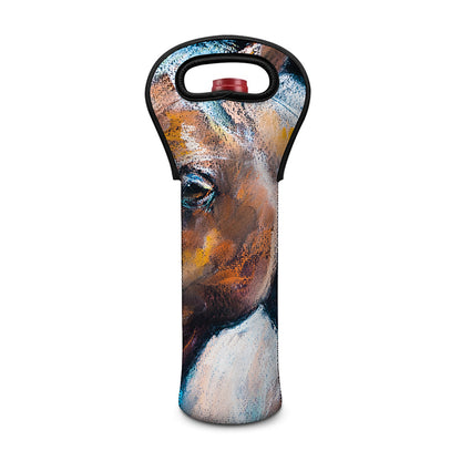 Dark Blue Horse Painting Print Single Neoprene Wine Tote