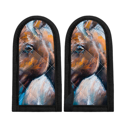 Dark Blue Horse Painting Print Skillet Handle Cover