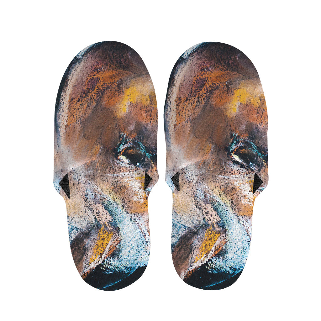 Dark Blue Horse Painting Print Slippers