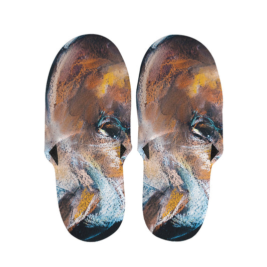 Dark Blue Horse Painting Print Slippers
