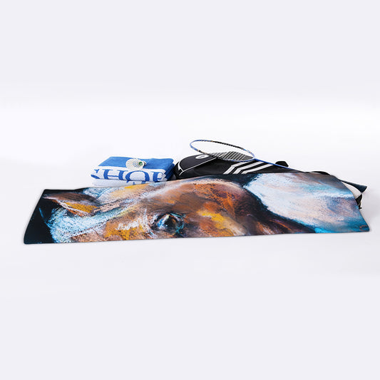 Dark Blue Horse Painting Print Sports Towel