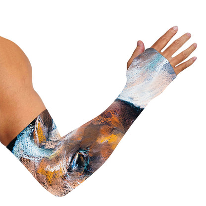 Dark Blue Horse Painting Print Sun Protection Arm Sleeves
