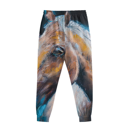 Dark Blue Horse Painting Print Sweatpants