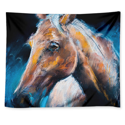 Dark Blue Horse Painting Print Tapestry