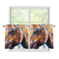 Dark Blue Horse Painting Print Tier Curtains