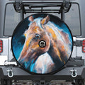Dark Blue Horse Painting Print Tire Cover With Camera Hole