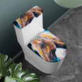 Dark Blue Horse Painting Print Toilet Lid And Tank Cover Set