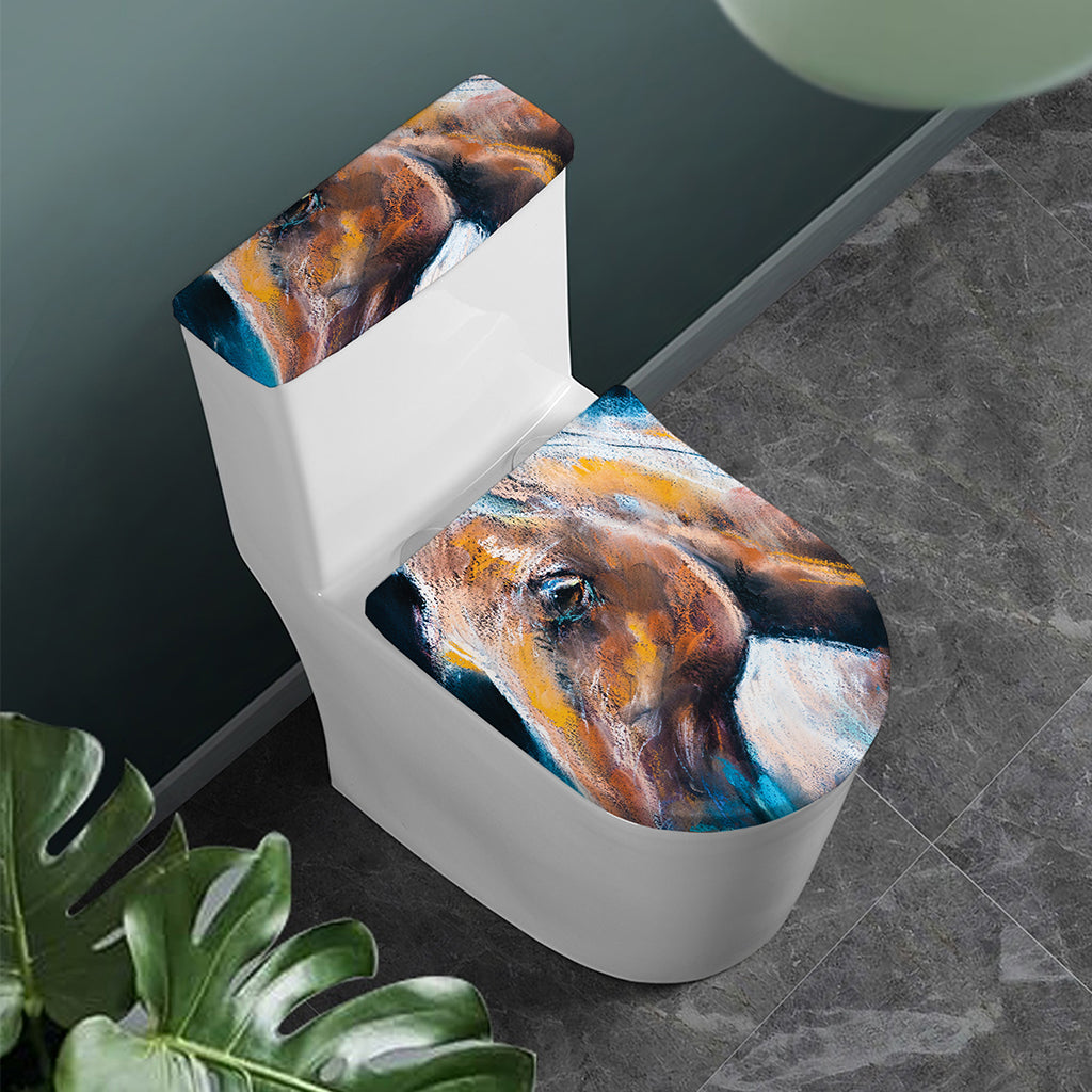 Dark Blue Horse Painting Print Toilet Lid And Tank Cover Set