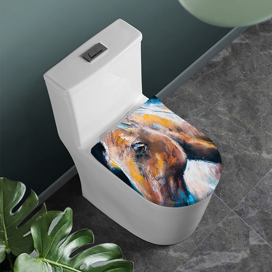 Dark Blue Horse Painting Print Toilet Lid Cover