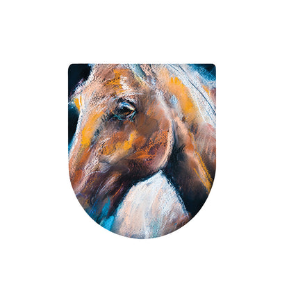 Dark Blue Horse Painting Print Toilet Lid Cover